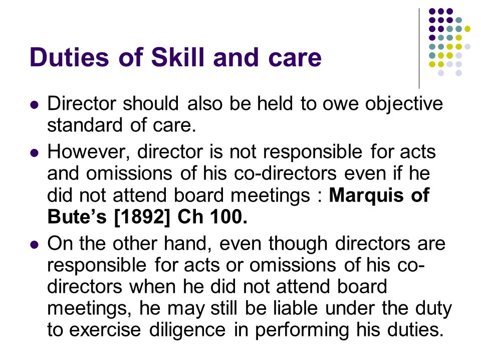 Directors duty of care